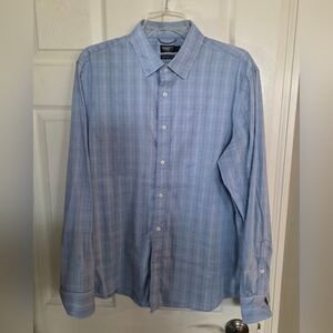 Faherty The Movement Shirt Ice Falls Blue Plaid Button Shirt Large